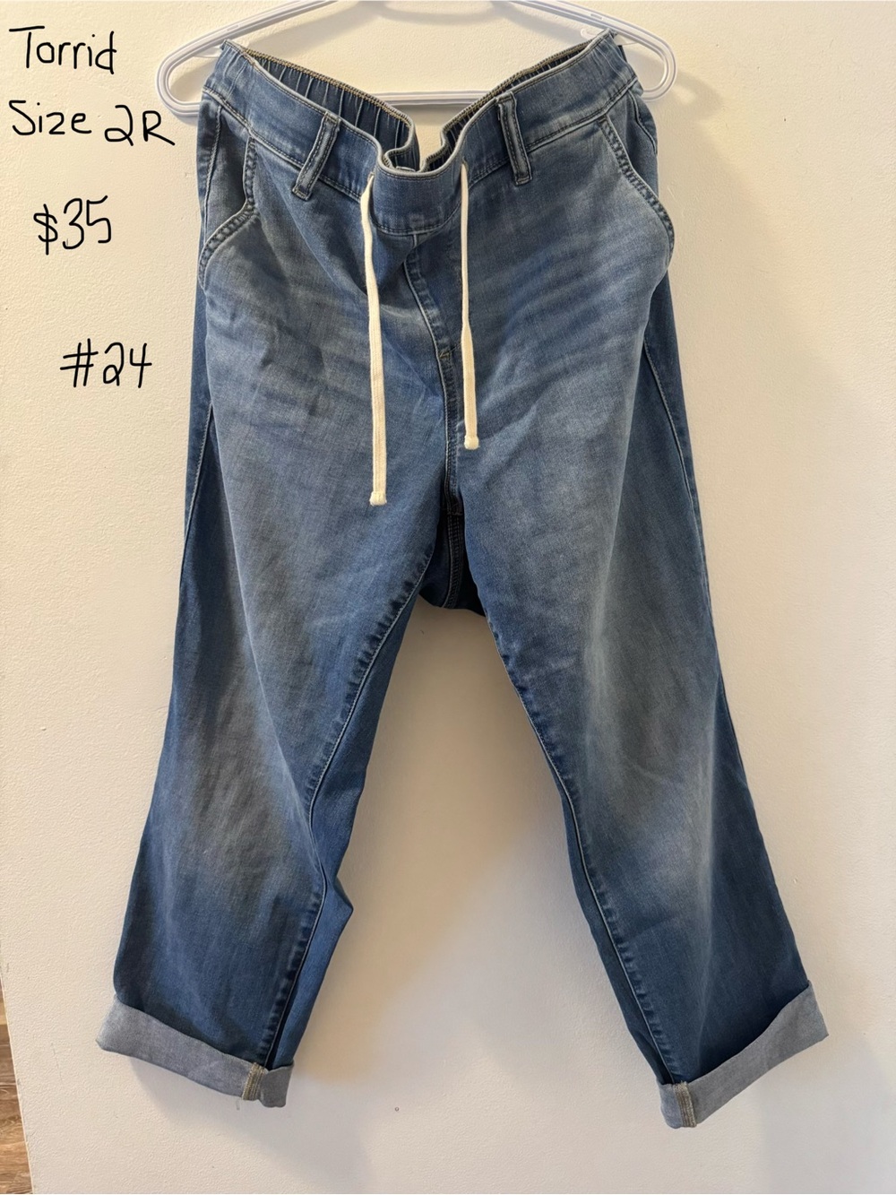 torrid Relaxed Medium Blue Denim Jeans with Drawstring